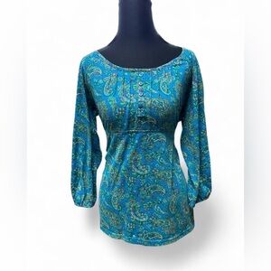 Y2K paisley boho tie-back babydoll blouse whimsigoth fairycore Bellaswan 2000s